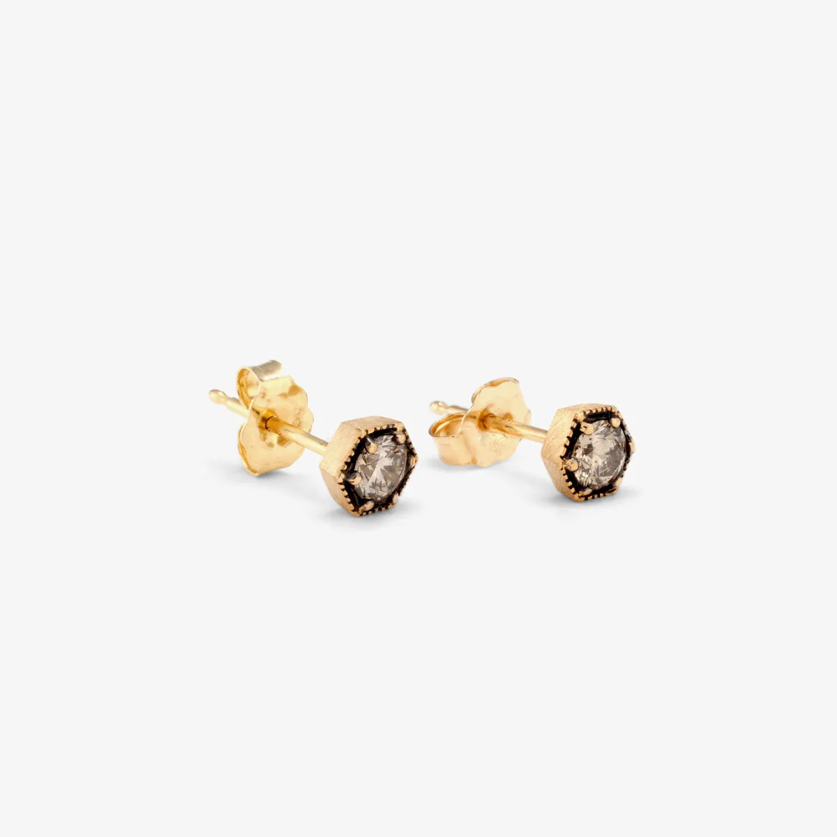 E9903BR | 3.5mm Brown Diamond Hexagon Studs