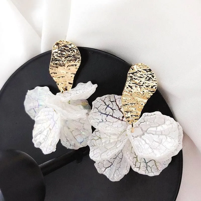 Earrings Charm Jewelry Korean White Flower Pattern