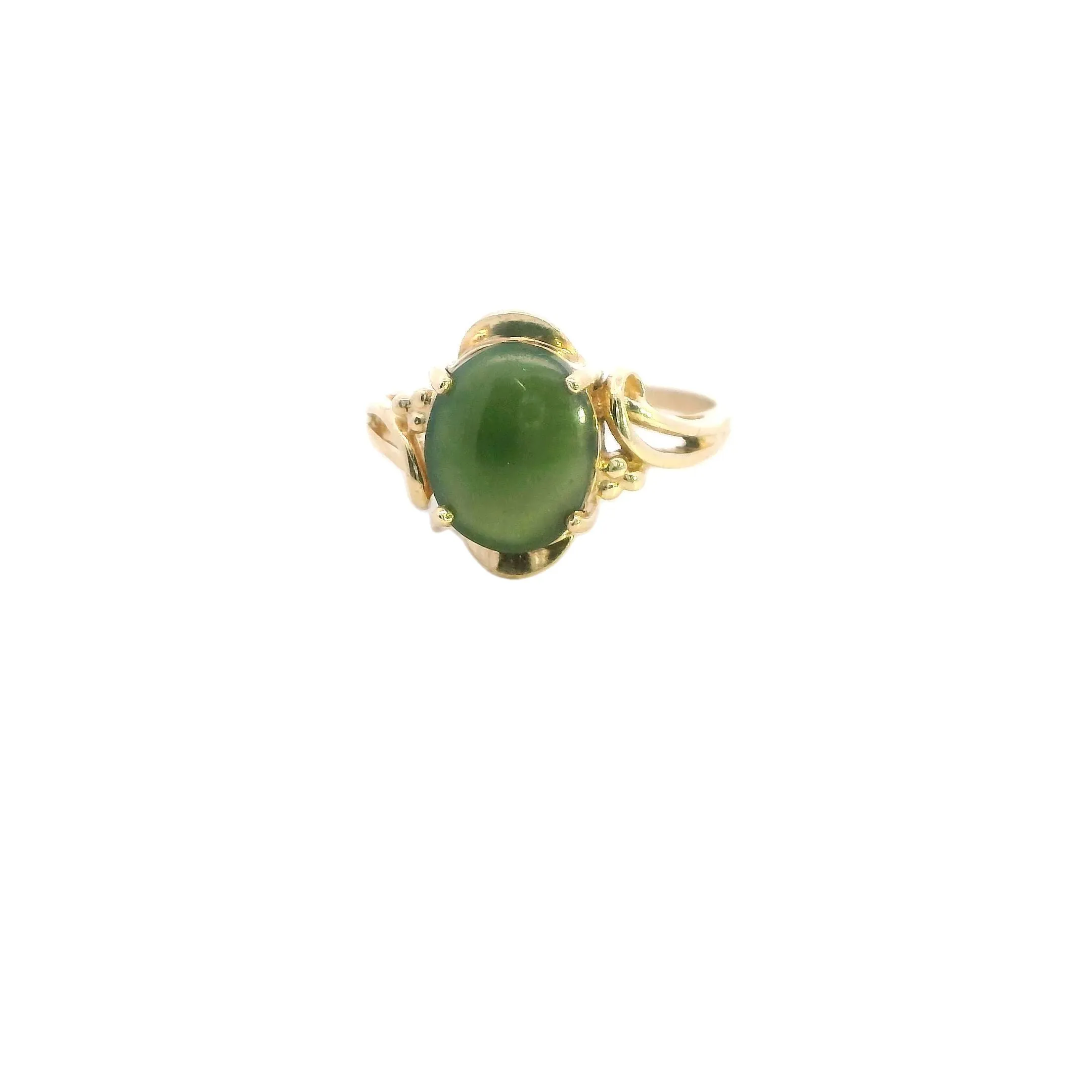 Elegant 9ct Yellow Gold Nephrite Jade Ring - Timeless Beauty