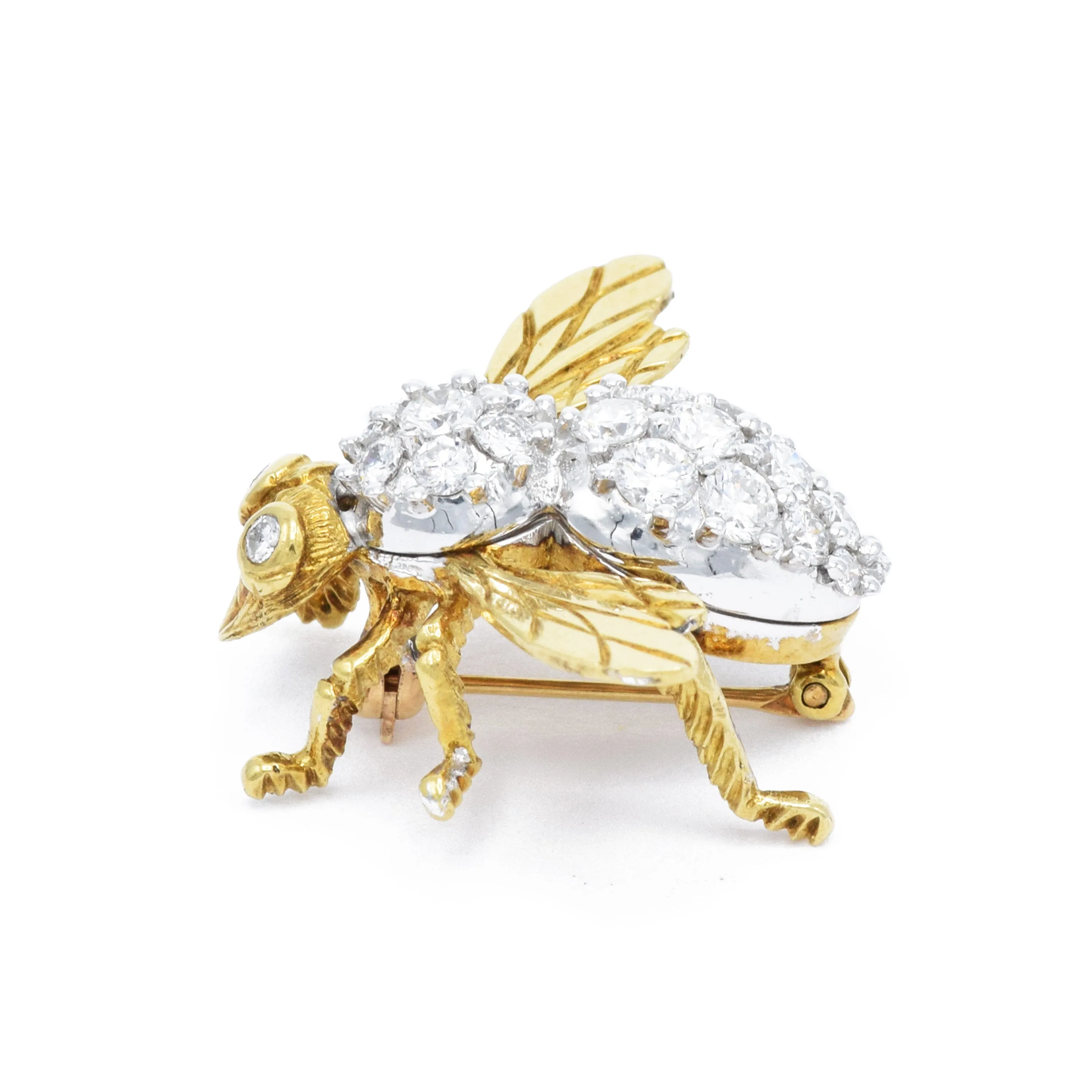 Estate 18KT Yellow Gold And Diamond Fly Pin