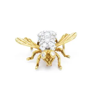 Estate 18KT Yellow Gold And Diamond Fly Pin