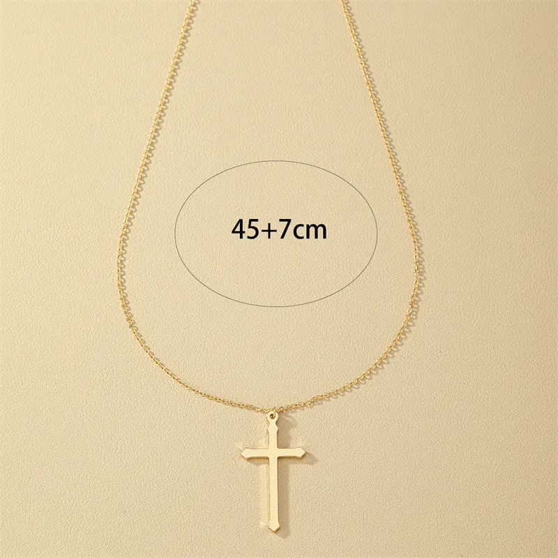 European and American Trendy Metal Cross Necklace Set with Customizable Collarbone Chain