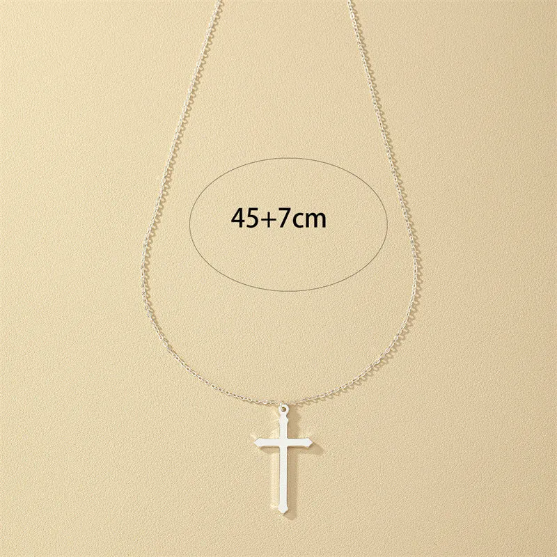 European and American Trendy Metal Cross Necklace Set with Customizable Collarbone Chain