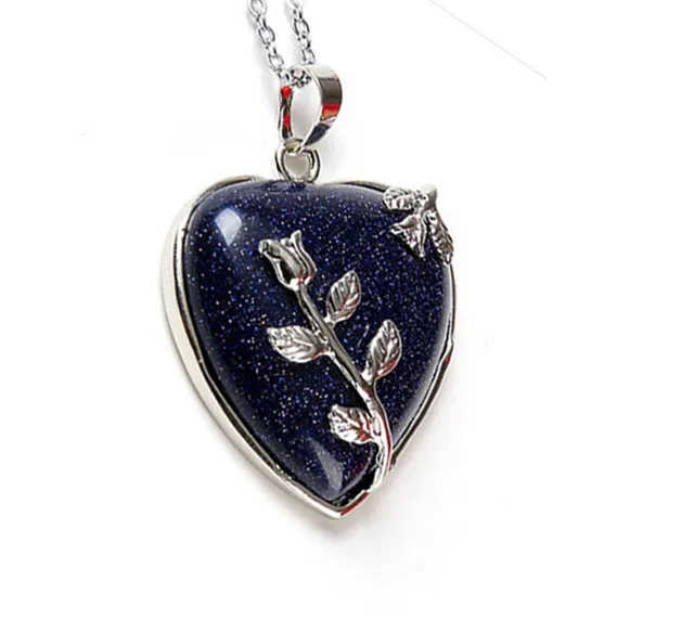 European fashion Heart Stone Chain Necklace Opal Love Necklace Leaf Flower Necklace Pendant Valentine's day gifts