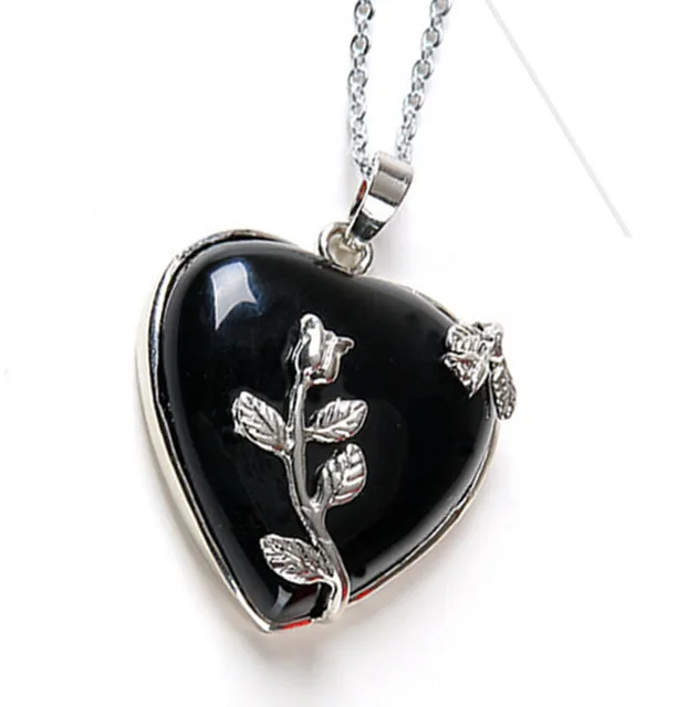 European fashion Heart Stone Chain Necklace Opal Love Necklace Leaf Flower Necklace Pendant Valentine's day gifts