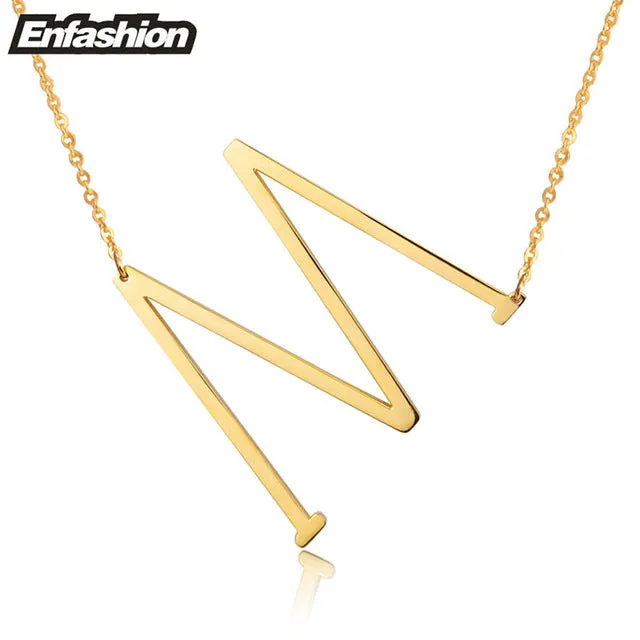 Fashion Letter Necklaces Pendants Alfabet Initial Necklace Gold ColorStainless Steel Choker Necklace Women Jewelry Kolye Collier