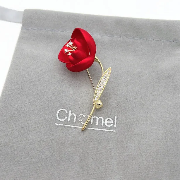 Flower Cubic Zirconia Brooch