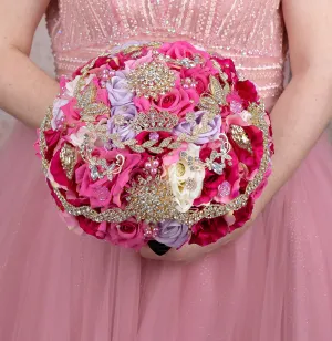 Fuchsia quinceanera bouquet 13 inches