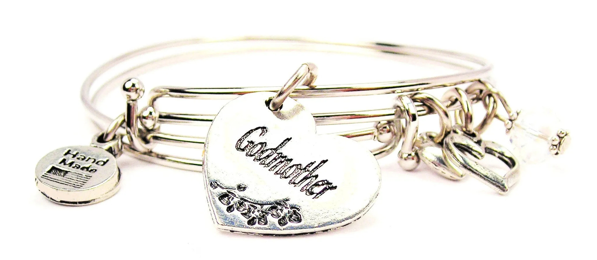 Godmother Heart Expandable Bangle Bracelet Set