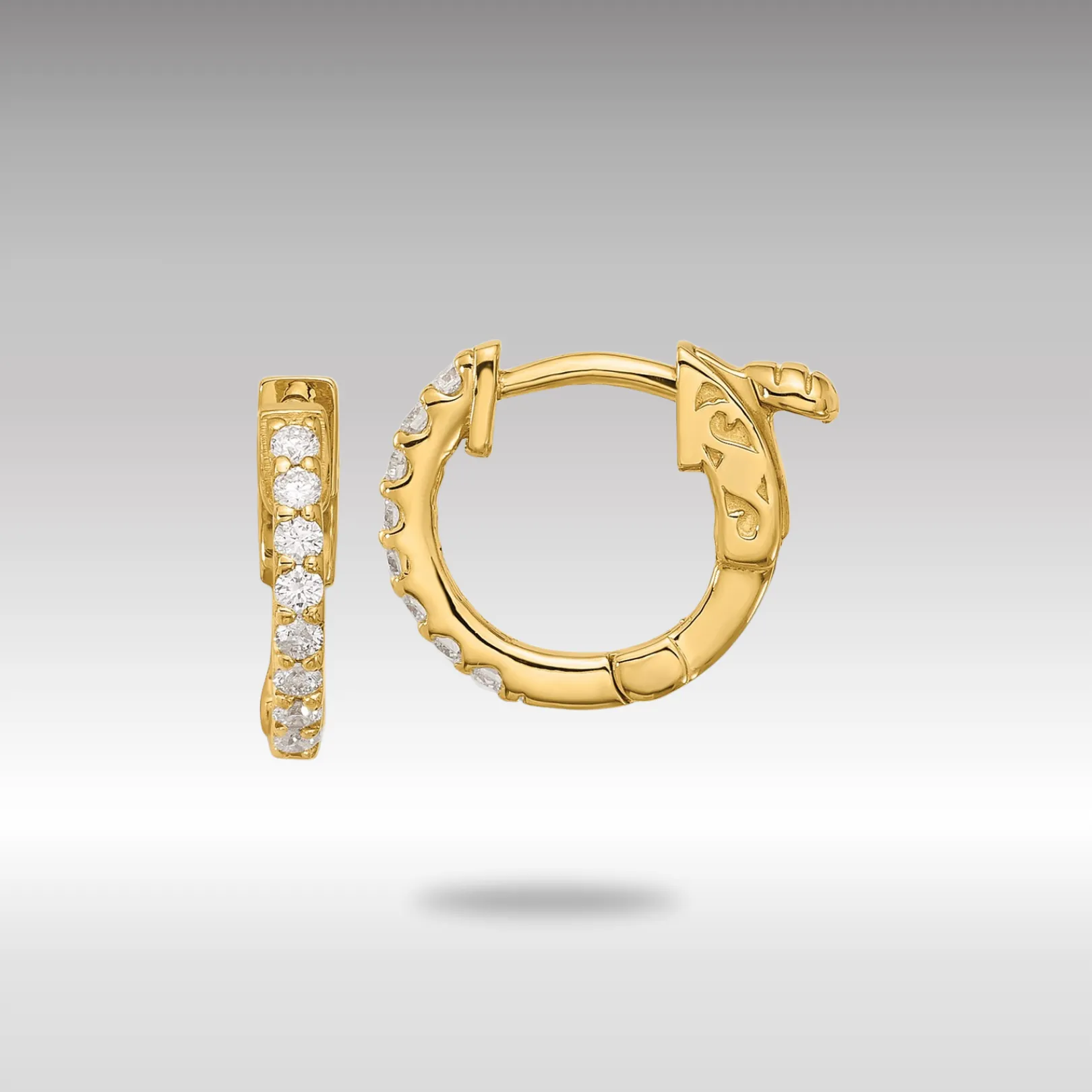 Gold 0.24ct 16-1.5mm Round Hoop with Safety Clasp Diamond Earrings - Model XE3250AA