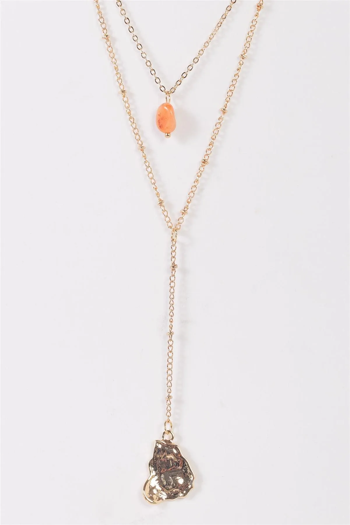 Gold Belcher Chain Agate Stone Pendants Necklace