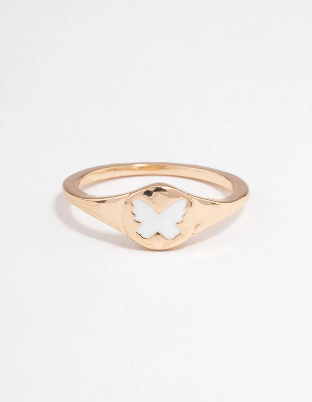 Gold Butterfly Signet Ring