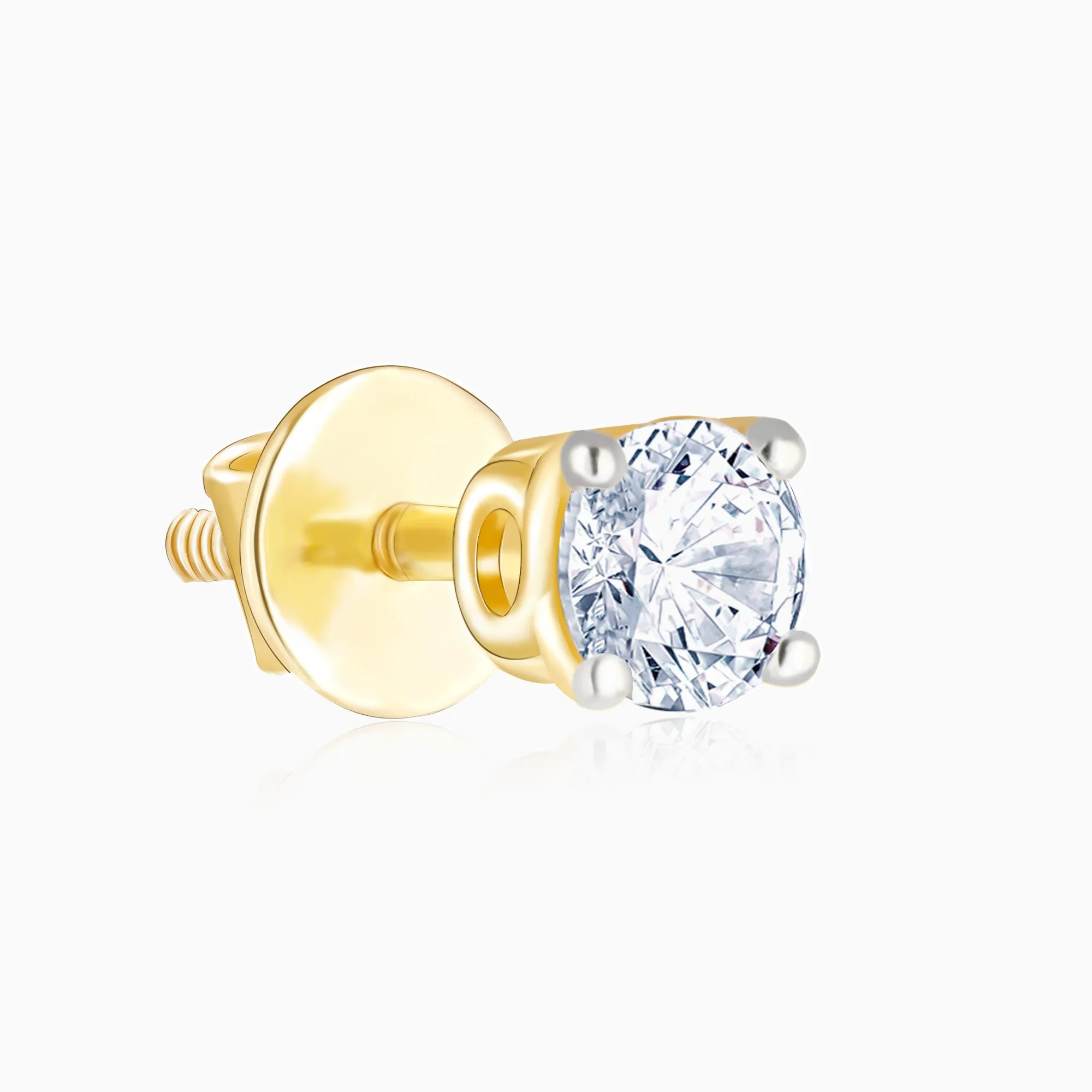 Gold Classic Solitaire Diamond Stud Earrings