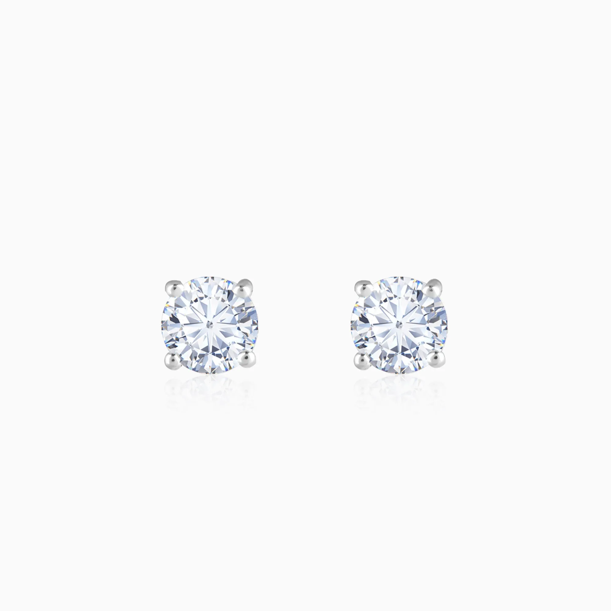 Gold Classic Solitaire Diamond Stud Earrings