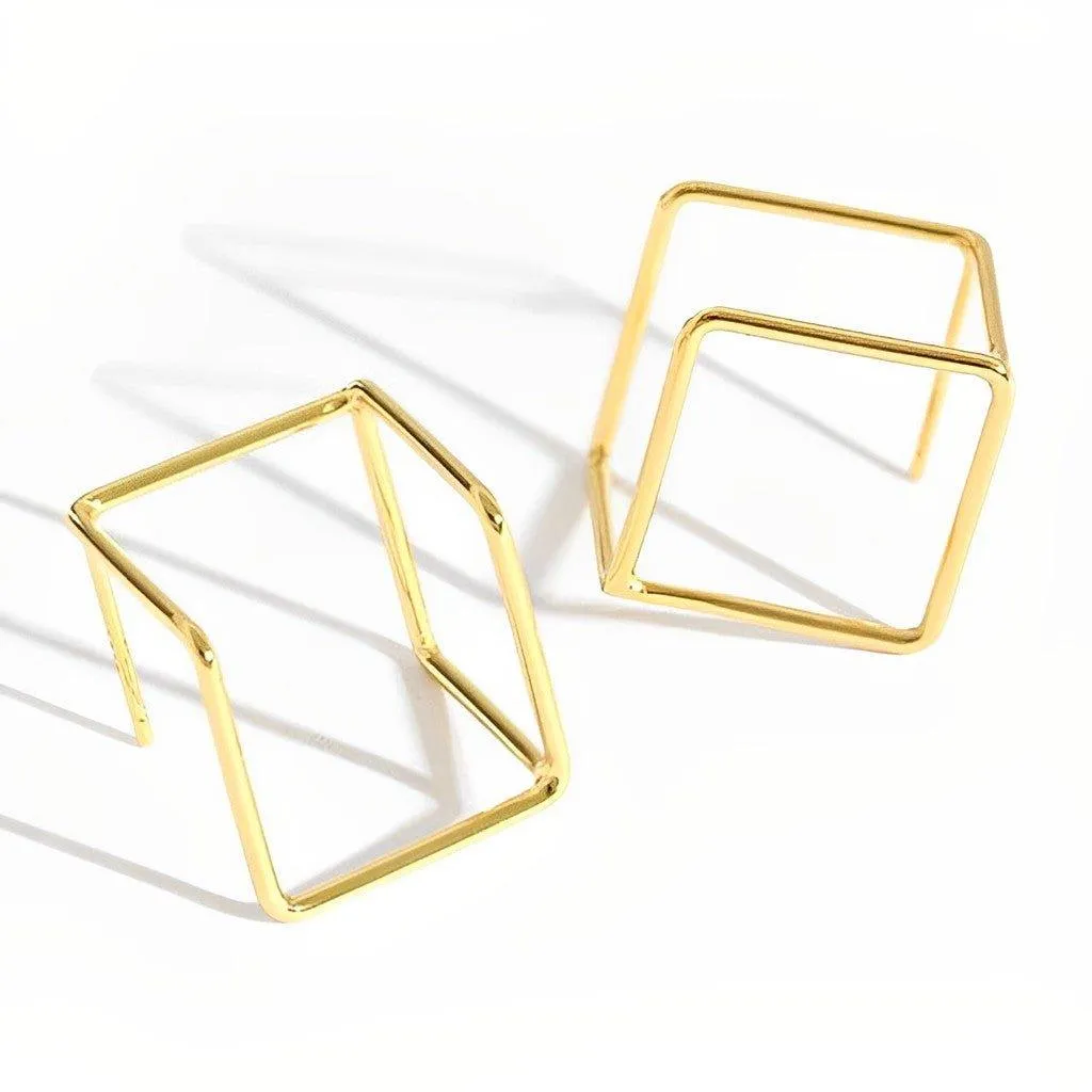 Gold Cube Earrings