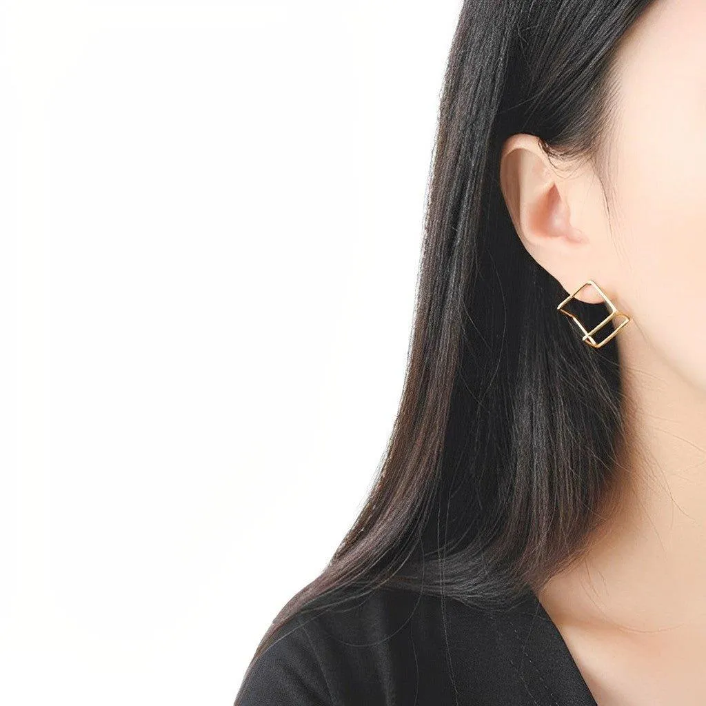 Gold Cube Earrings