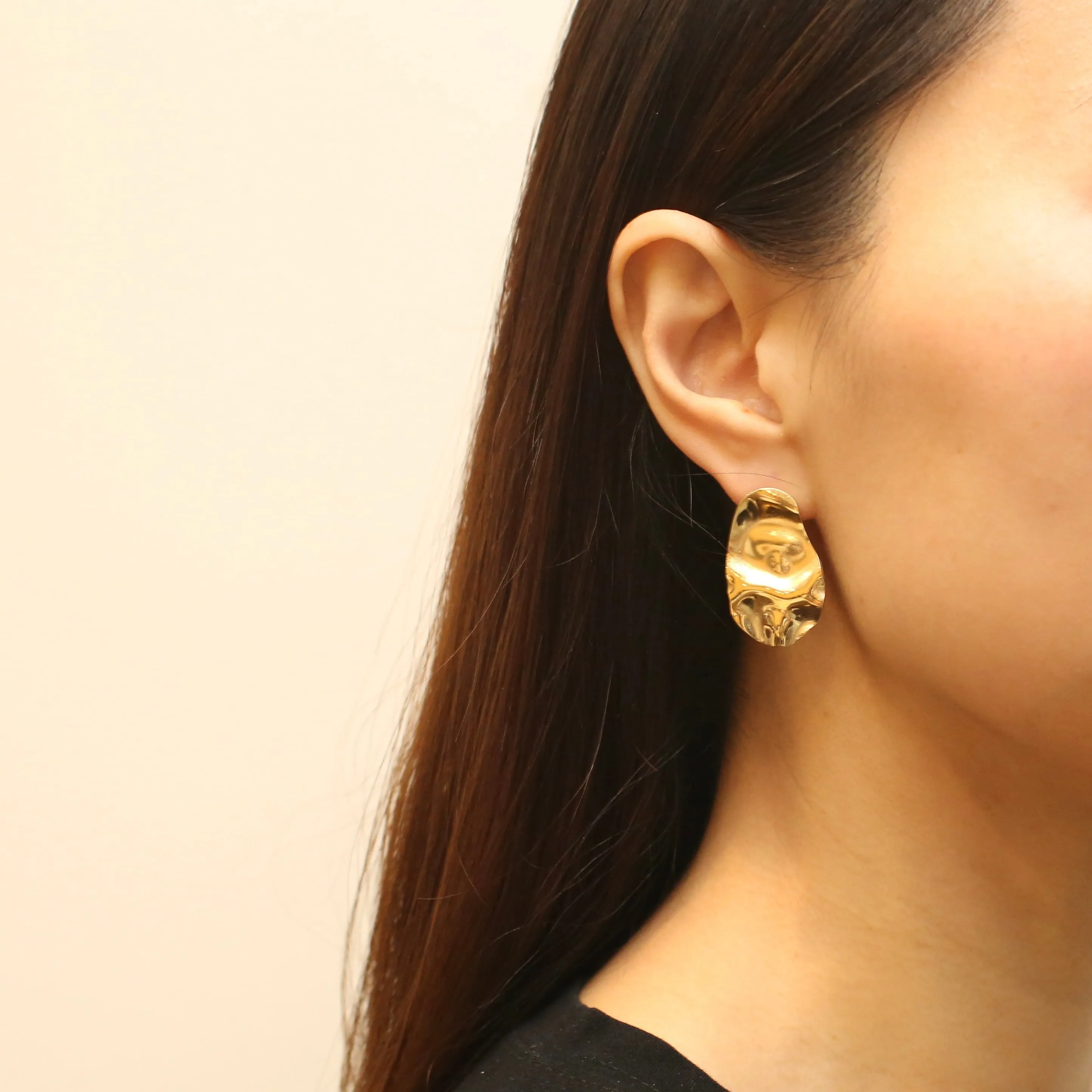 Gold Foil Stud Drop Earrings