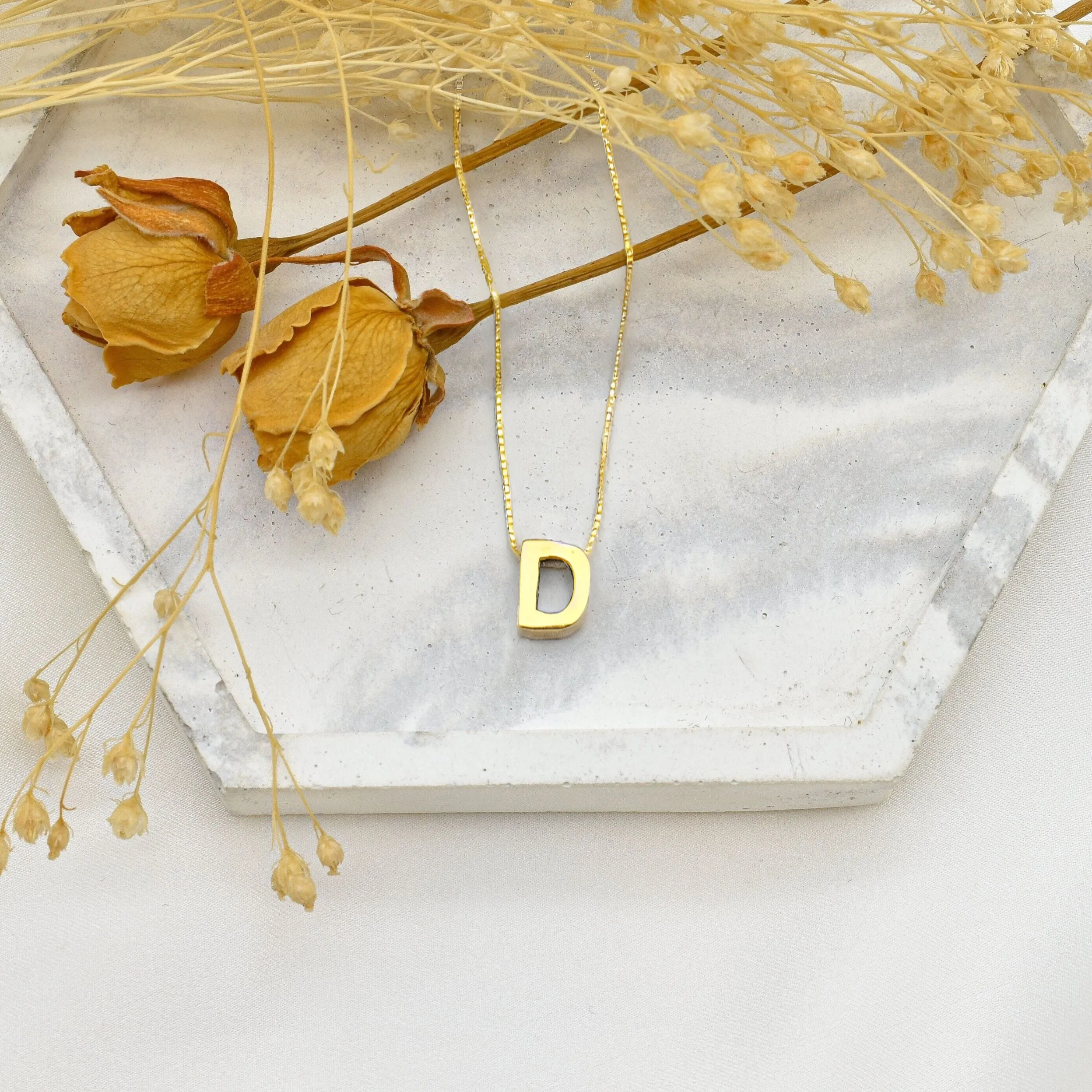 Gold Letter Pendant - Initial Name Necklace - Personalized Necklace