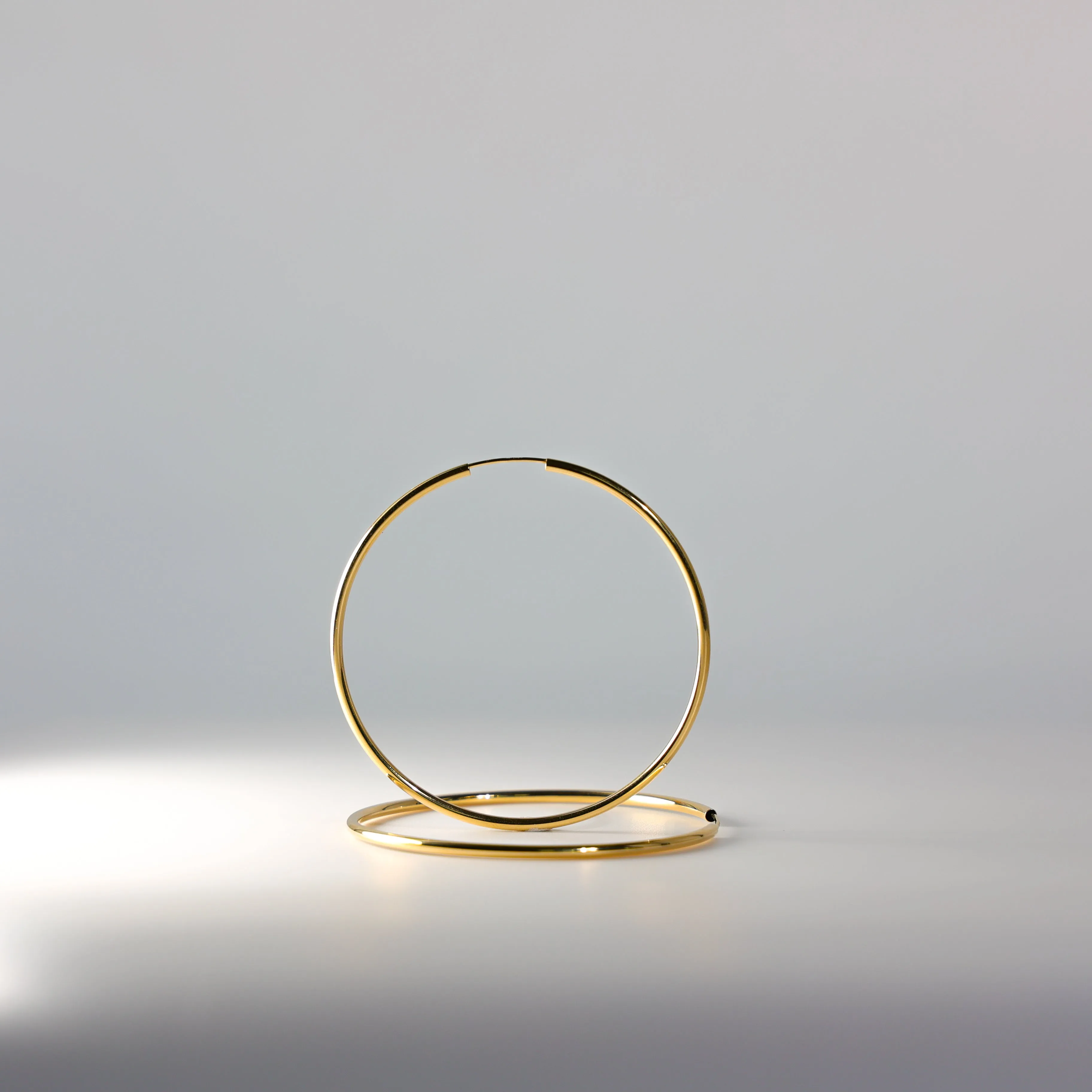 Gold Plain Hoop Earrings - 2 MM Thickness