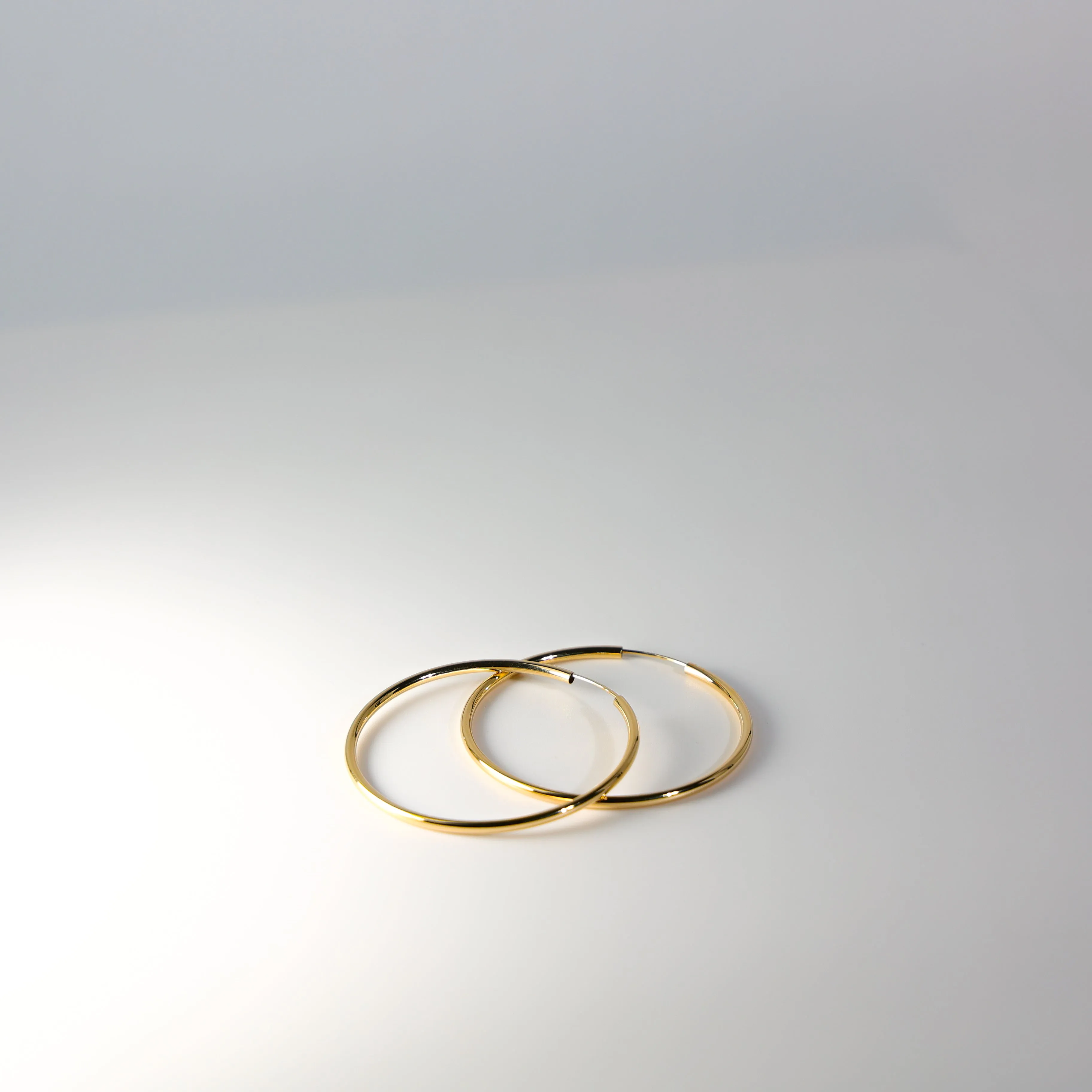 Gold Plain Hoop Earrings - 2 MM Thickness