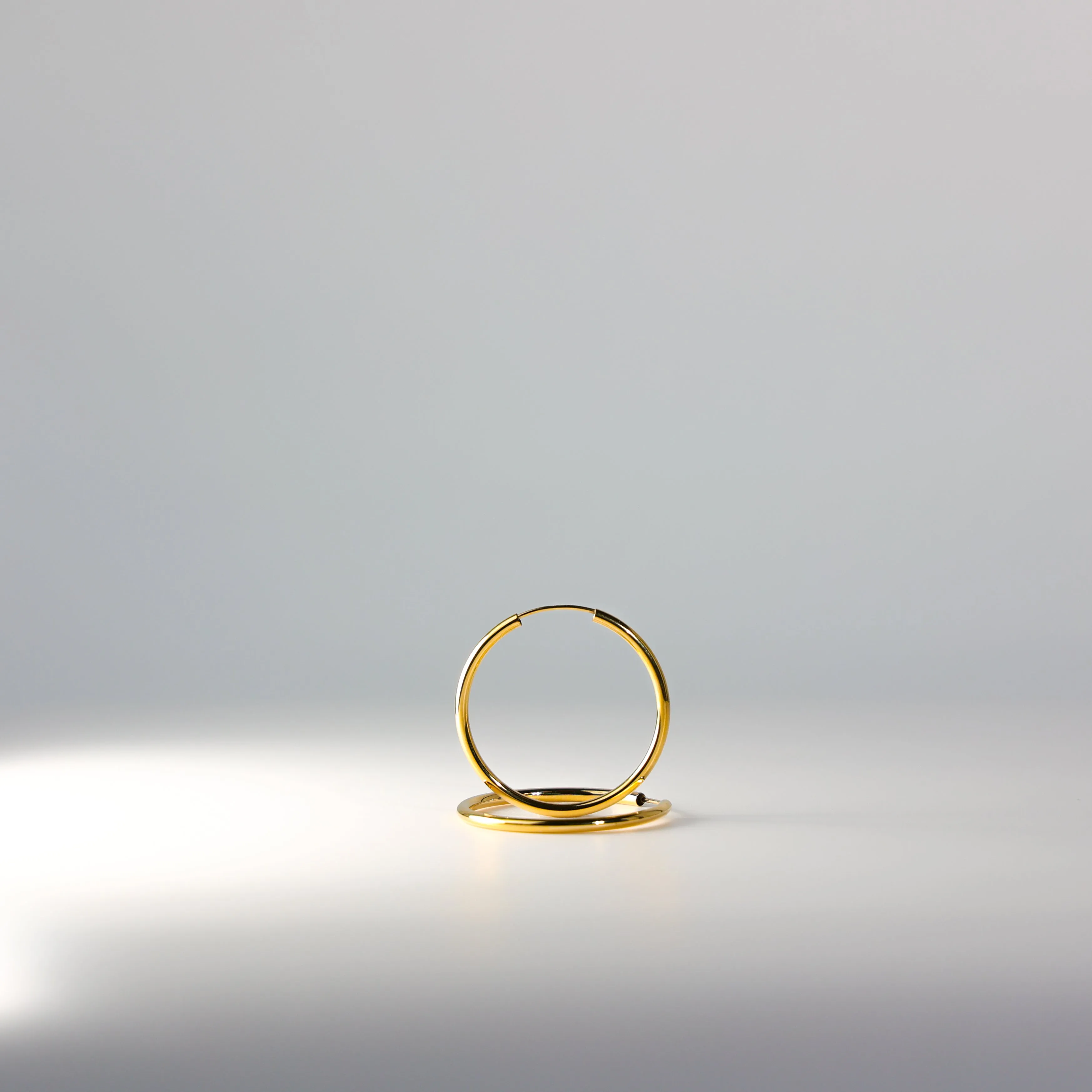 Gold Plain Hoop Earrings - 2 MM Thickness