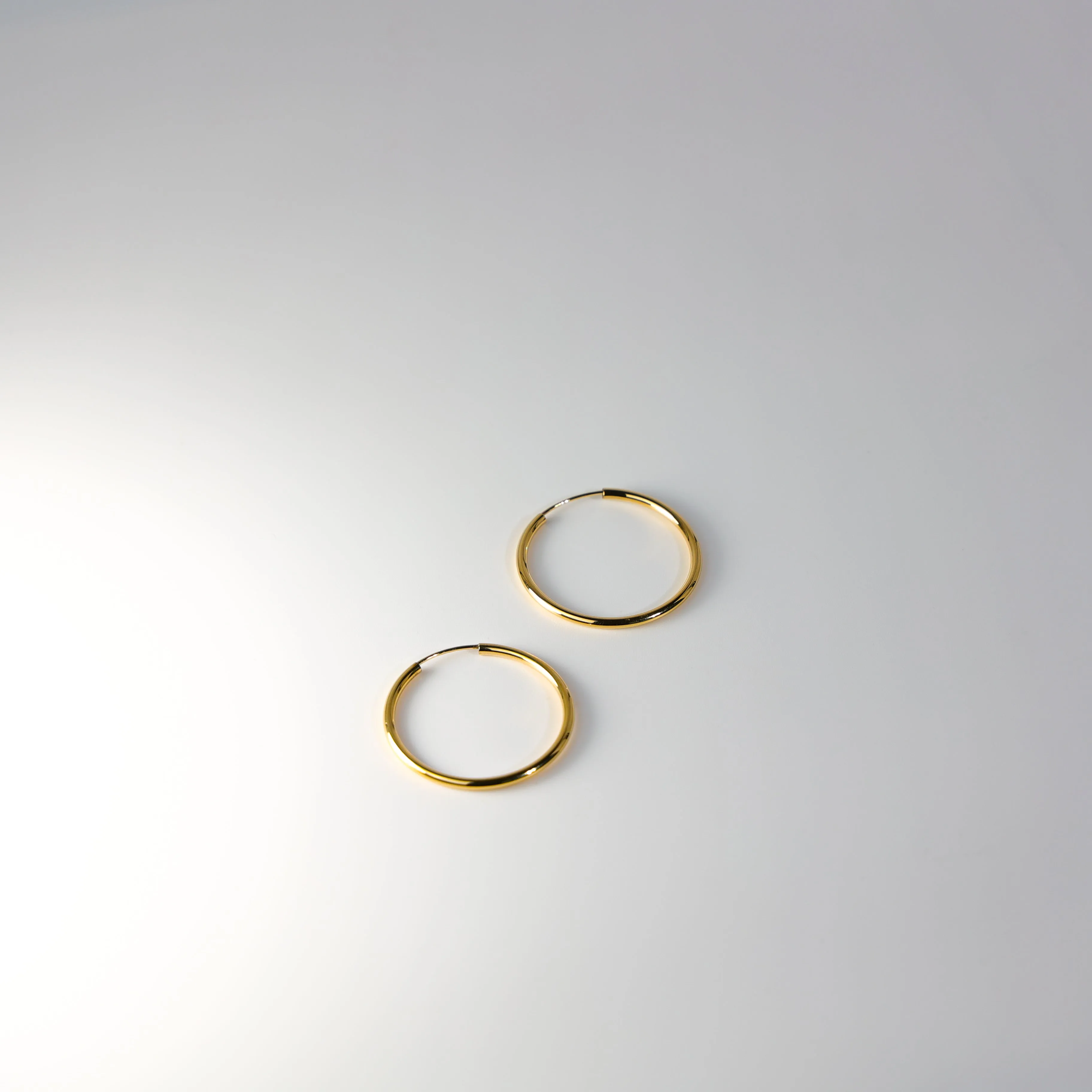 Gold Plain Hoop Earrings - 2 MM Thickness