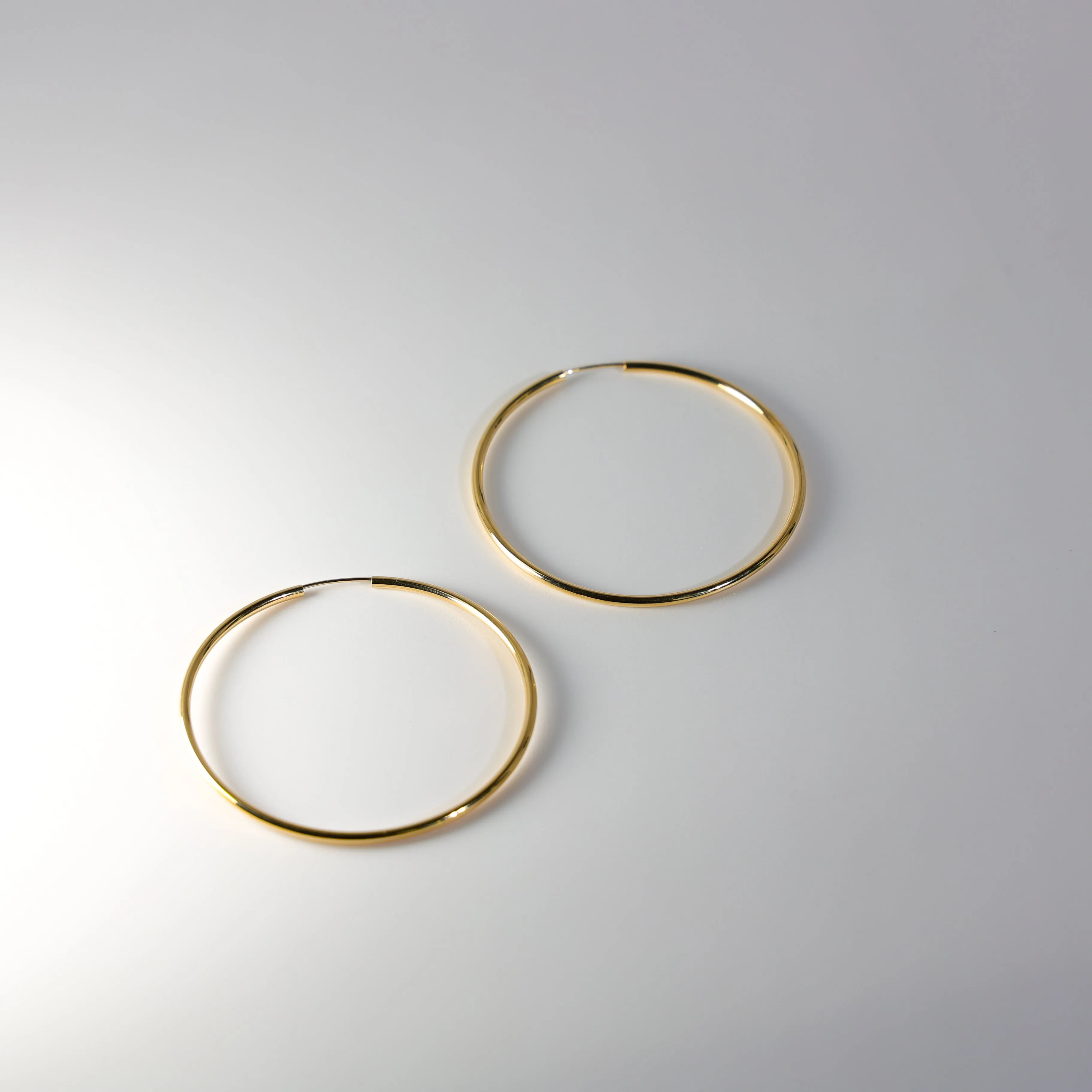 Gold Plain Hoop Earrings - 2 MM Thickness