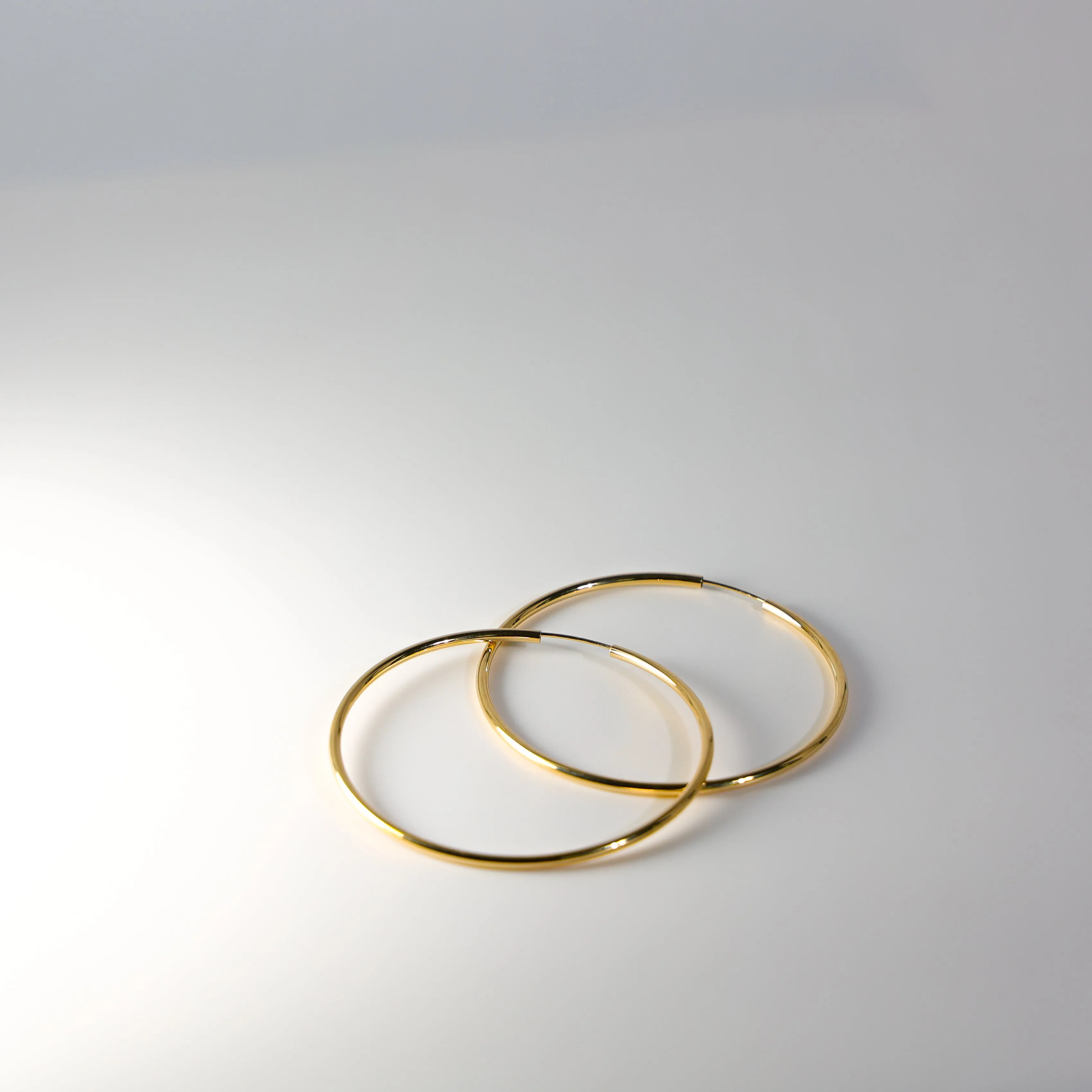 Gold Plain Hoop Earrings - 2 MM Thickness