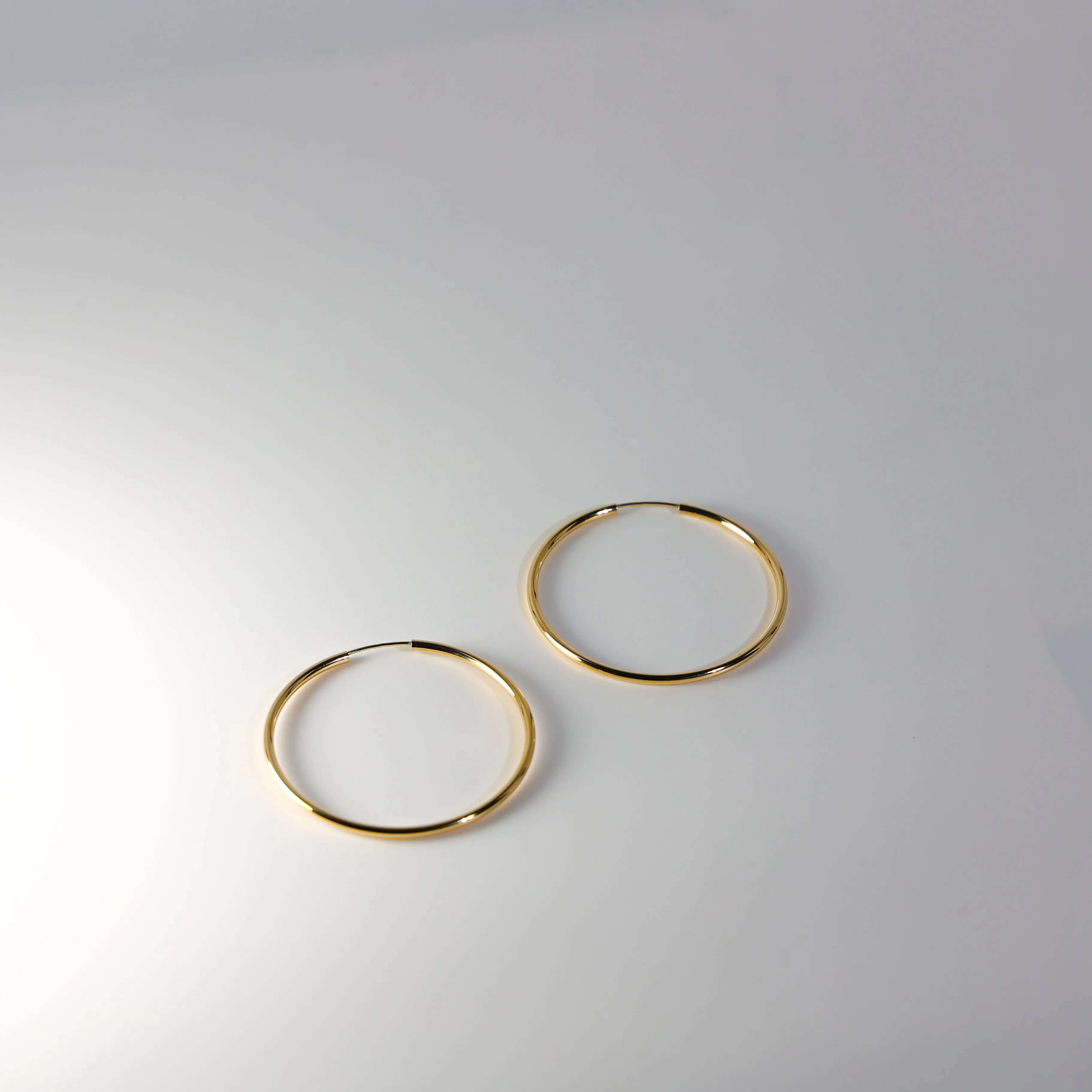 Gold Plain Hoop Earrings - 2 MM Thickness