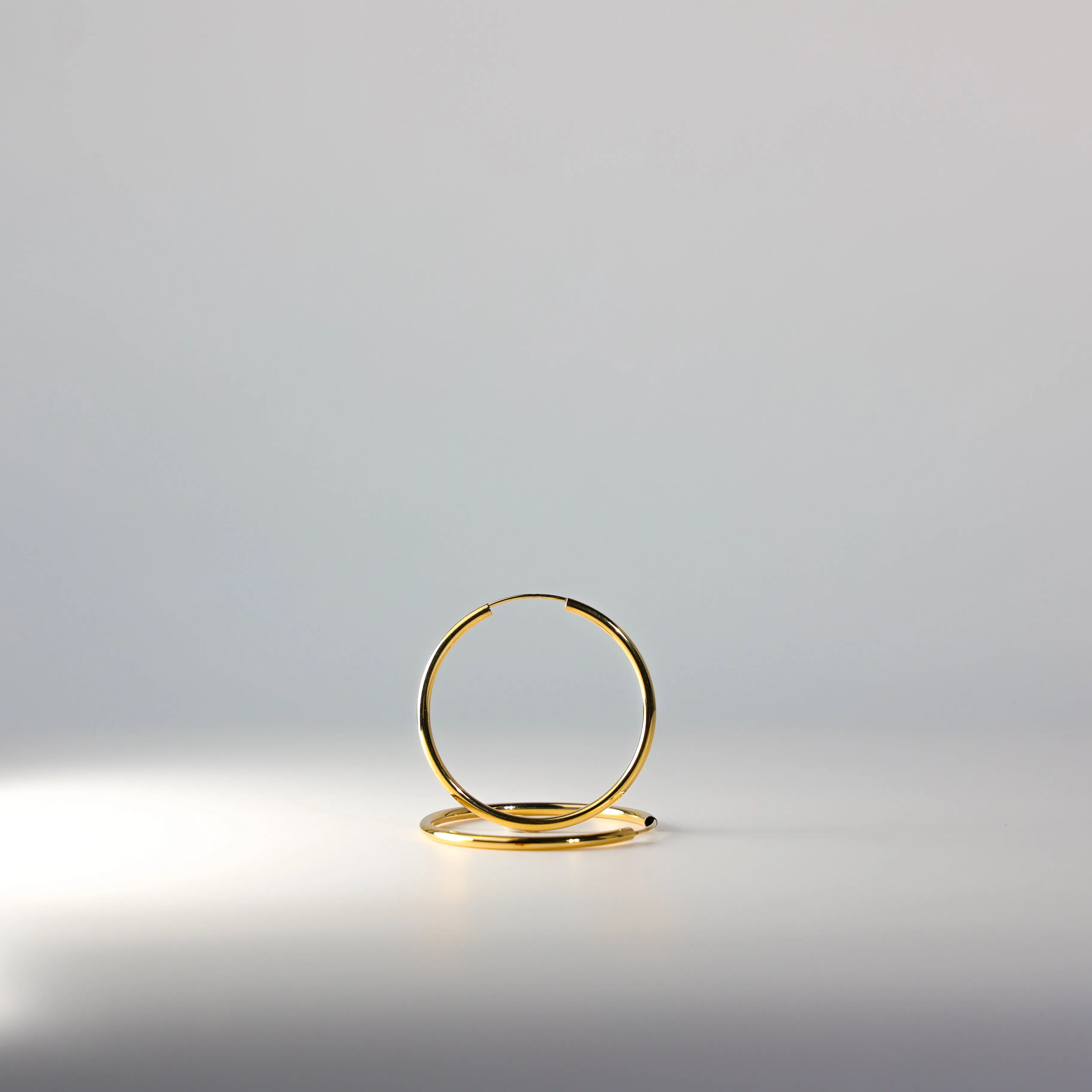 Gold Plain Hoop Earrings - 2 MM Thickness