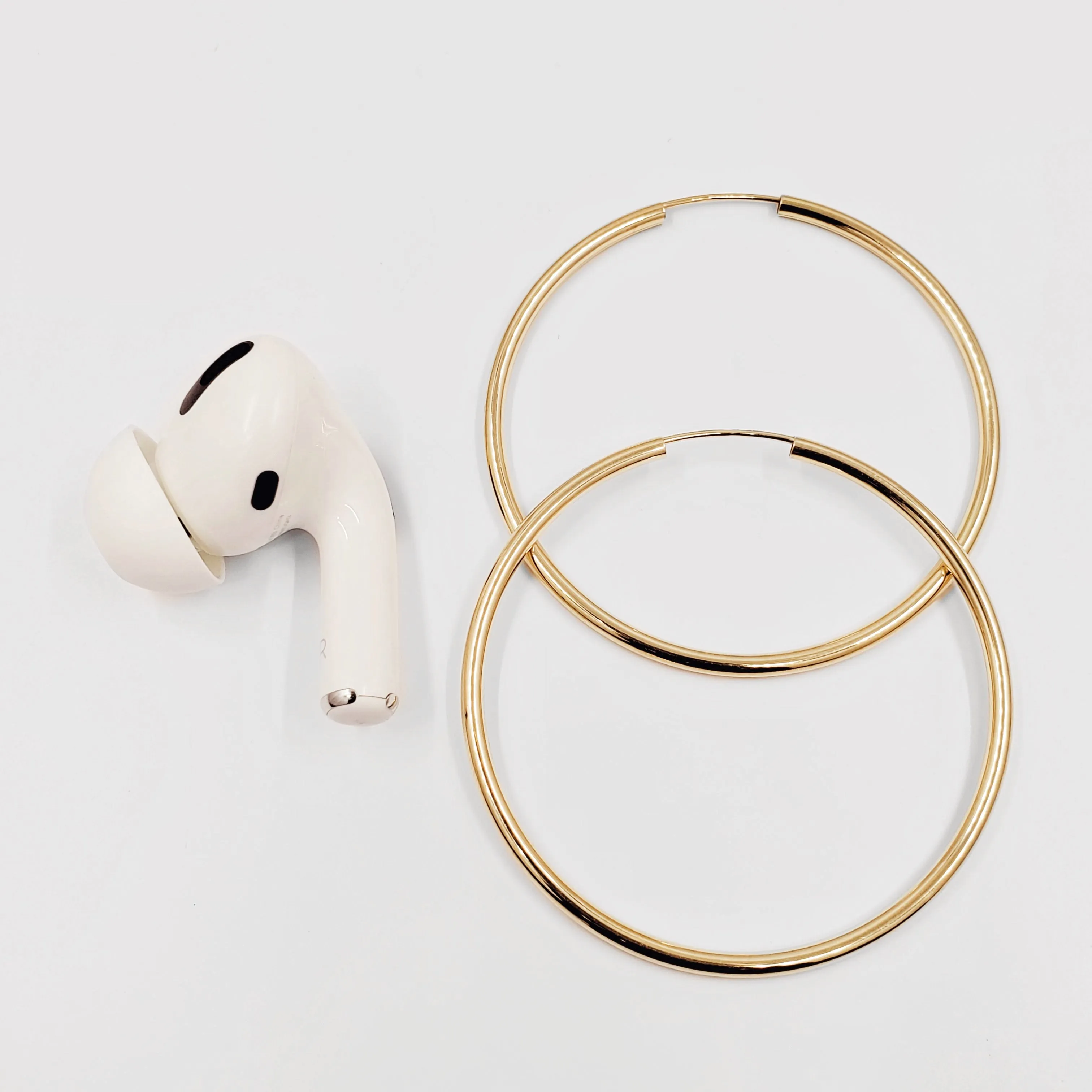 Gold Plain Hoop Earrings - 2 MM Thickness