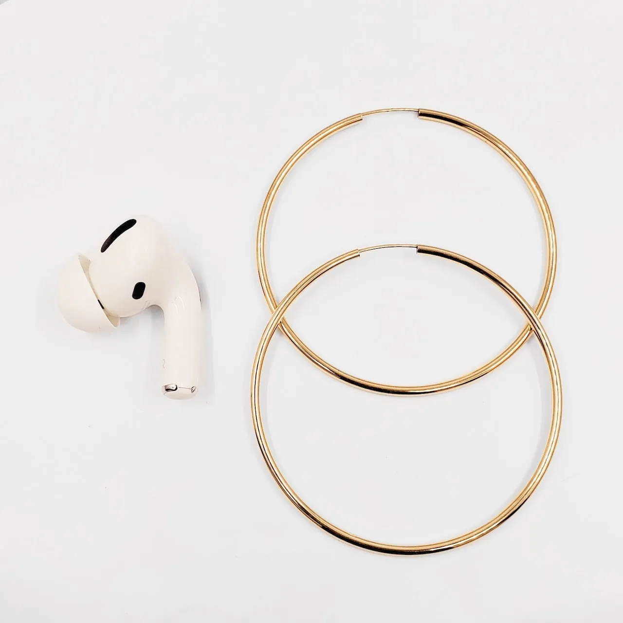 Gold Plain Hoop Earrings - 2 MM Thickness