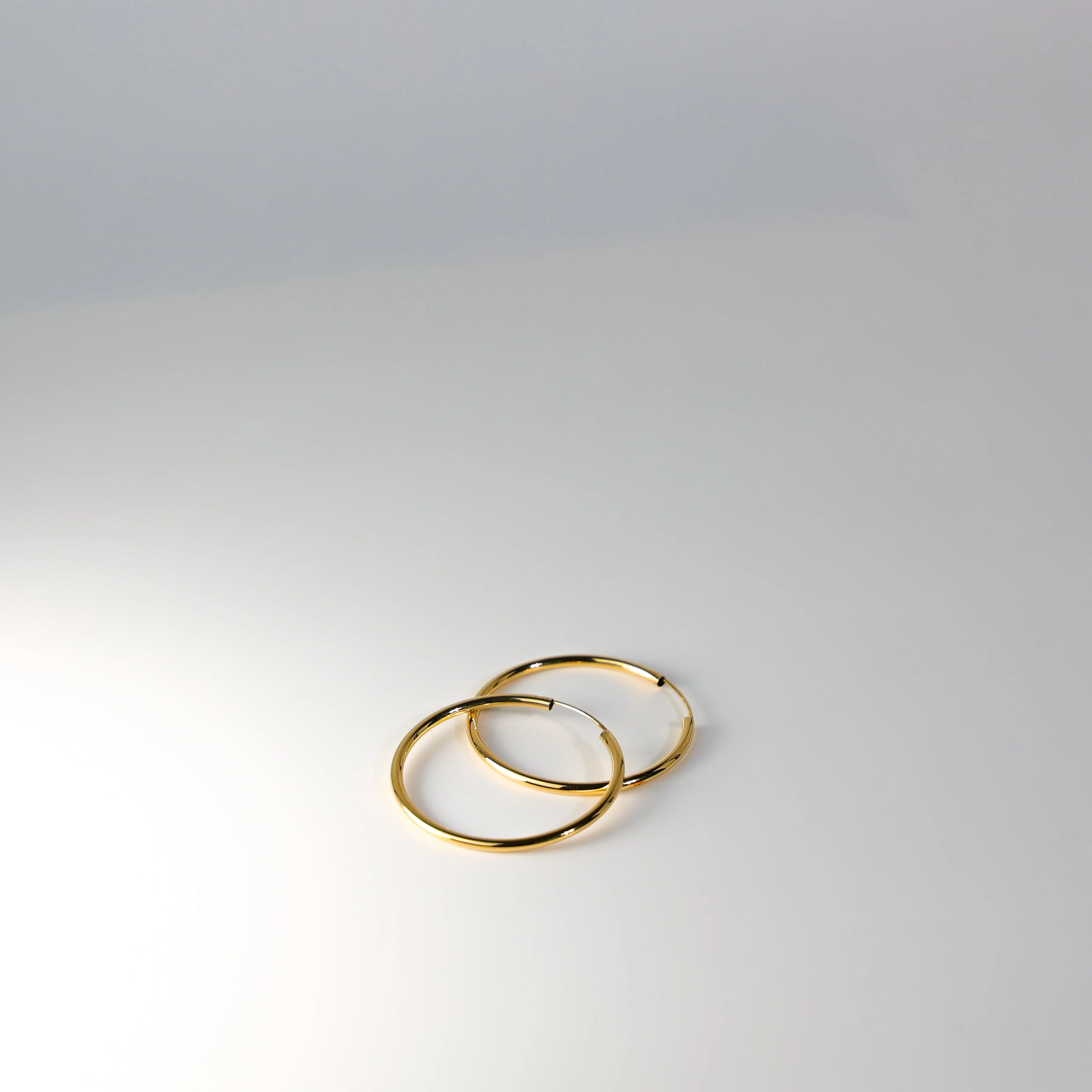 Gold Plain Hoop Earrings - 2 MM Thickness