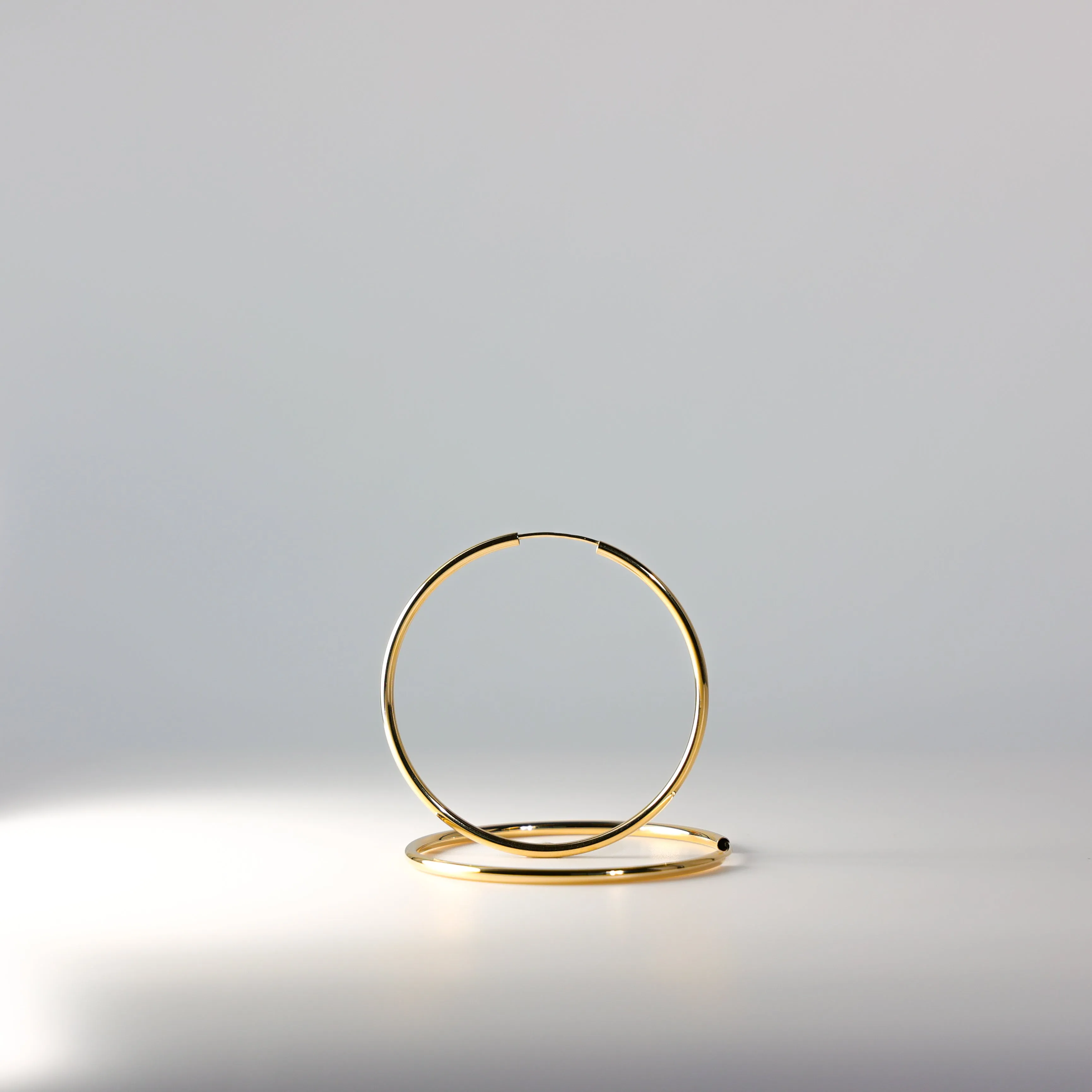 Gold Plain Hoop Earrings - 2 MM Thickness