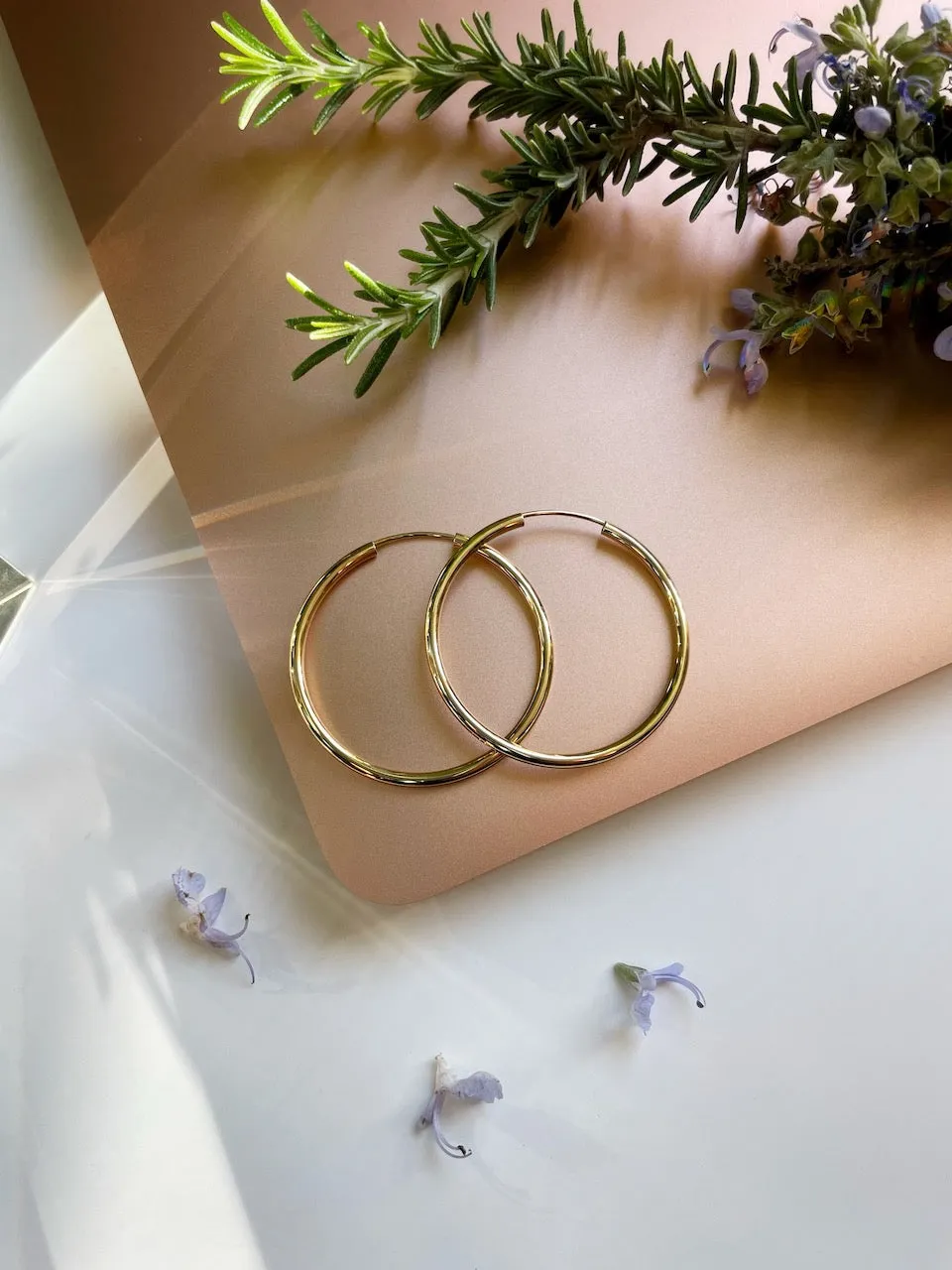 Gold Plain Hoop Earrings - 2 MM Thickness