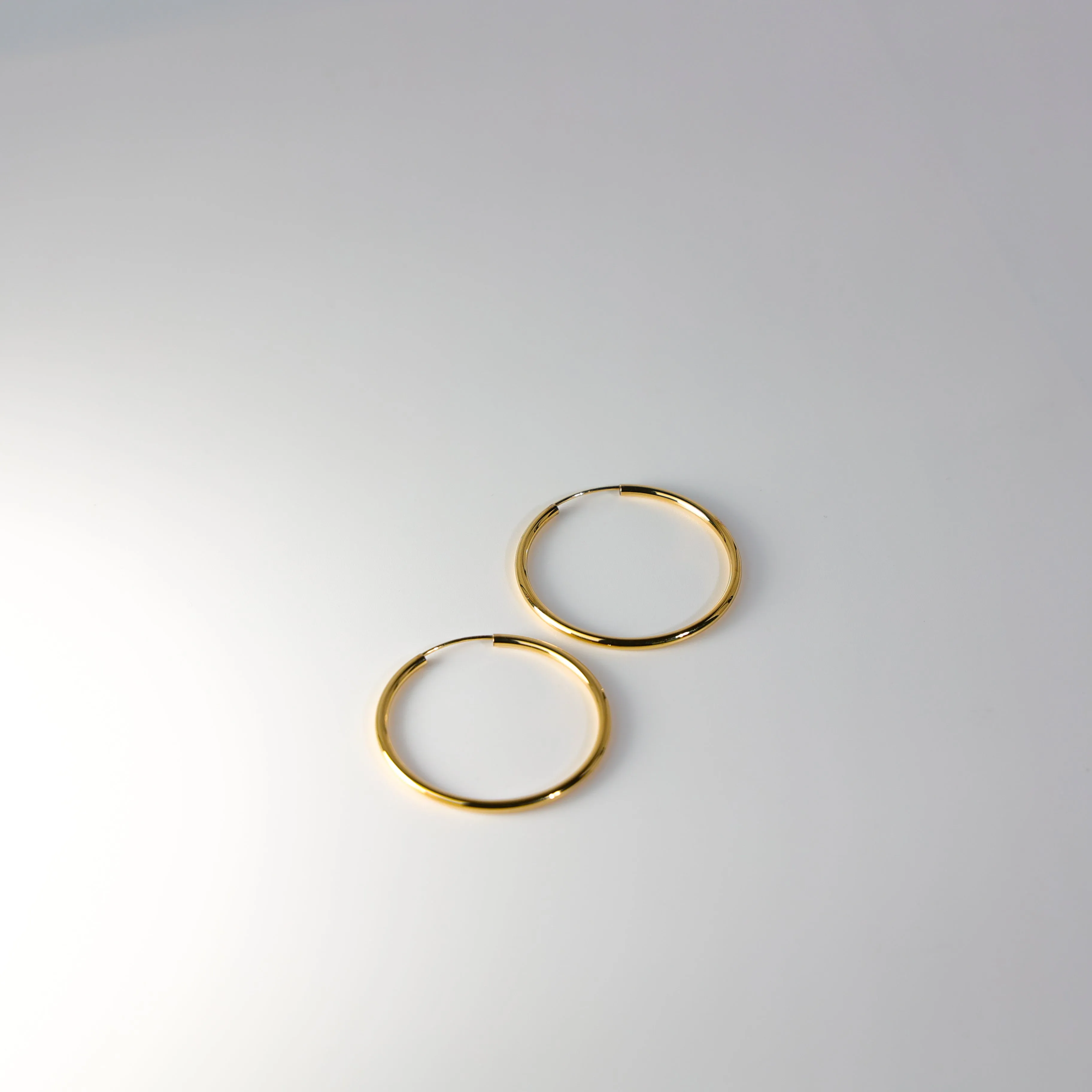 Gold Plain Hoop Earrings - 2 MM Thickness