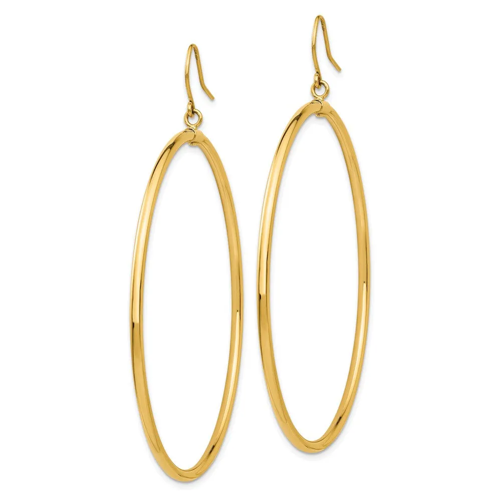 Gold Tube Hoop Dangle Earrings - Model TE510