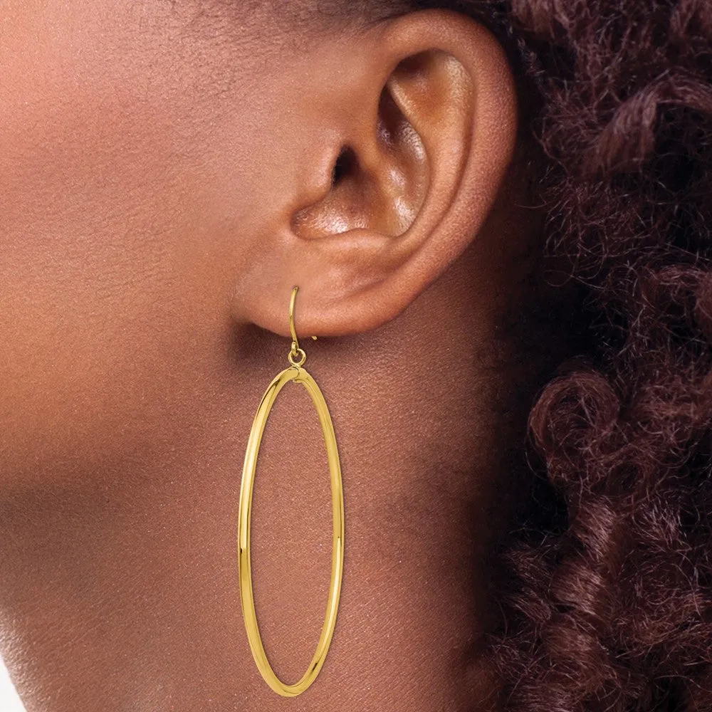 Gold Tube Hoop Dangle Earrings - Model TE510