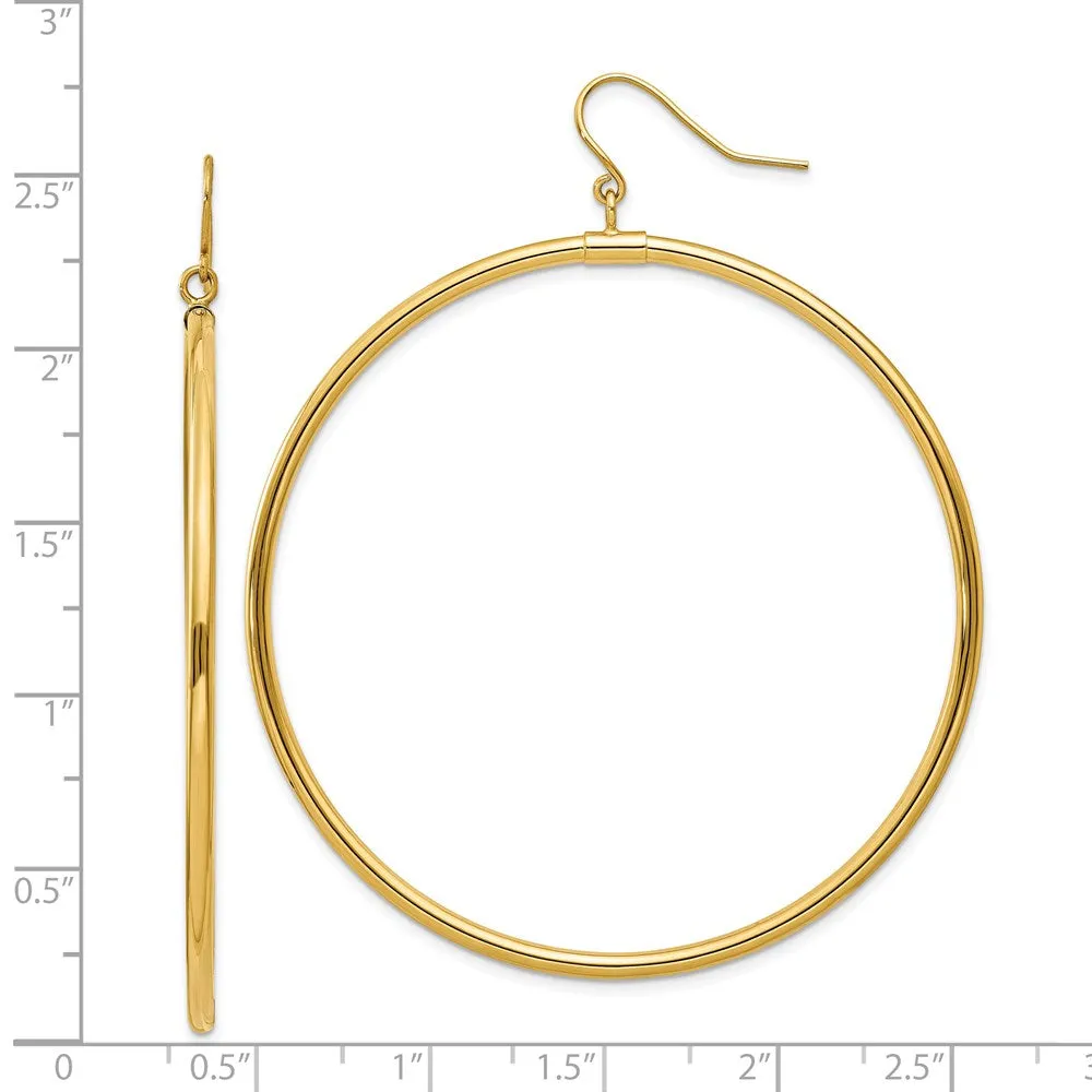 Gold Tube Hoop Dangle Earrings - Model TE510