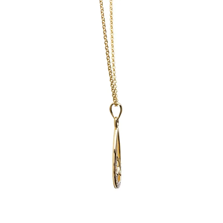 Gold Vermeil Studded Tear Drop Trinity Knot Pendant