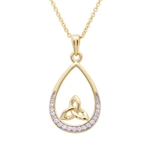 Gold Vermeil Studded Tear Drop Trinity Knot Pendant