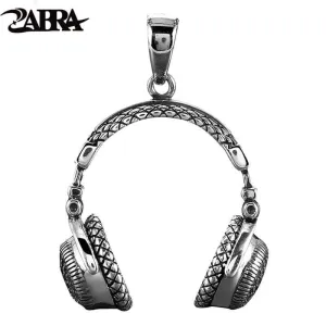 Gothic Solid 925 Sterling Silver Music Headset Pendant Necklace For Men 70*32mm Vintage Fashion Biker Male Jewelry