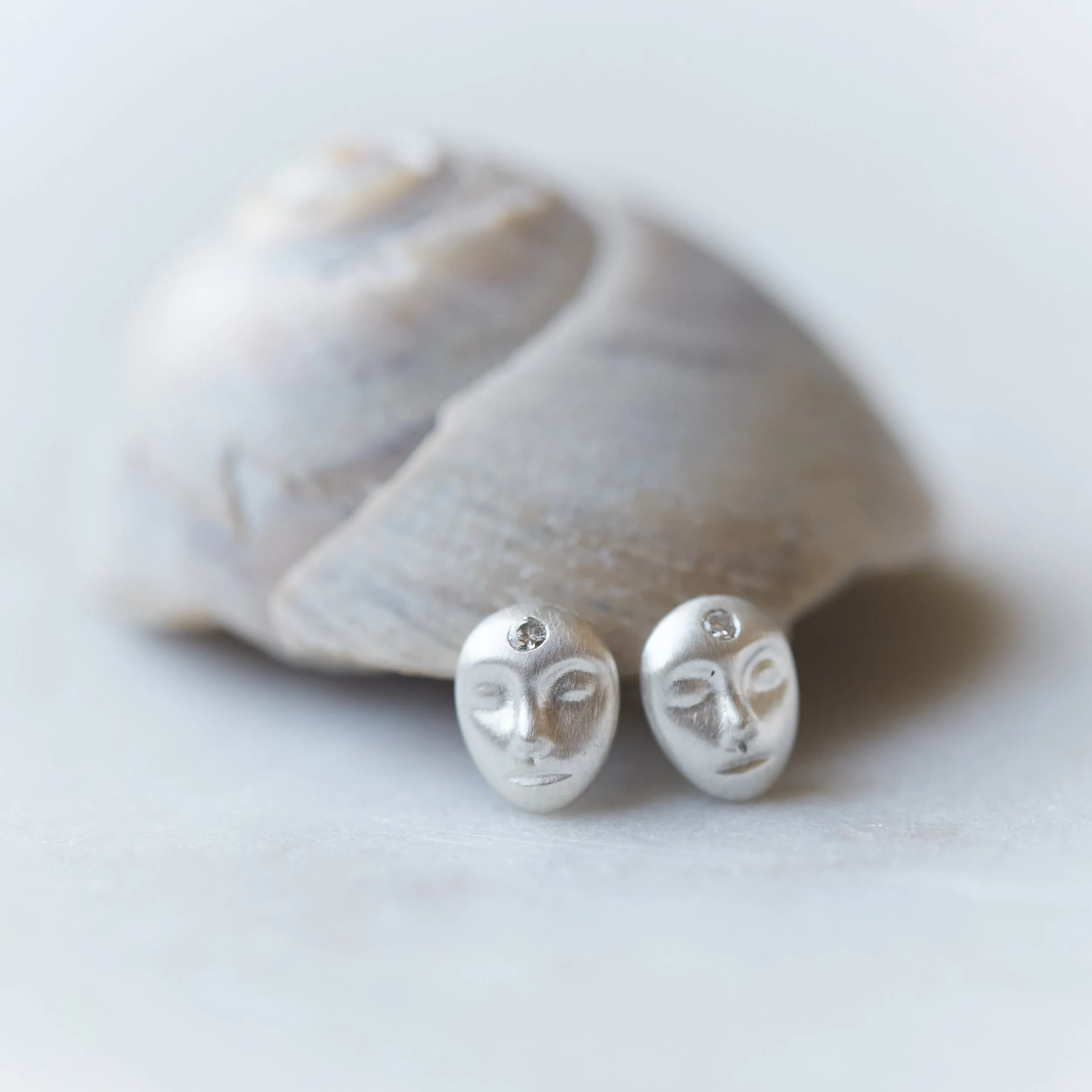 Grey Lady Cameo Studs