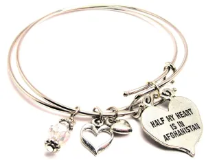 Half My Heart Is In Afghanistan Expandable Bangle Bracelet Set