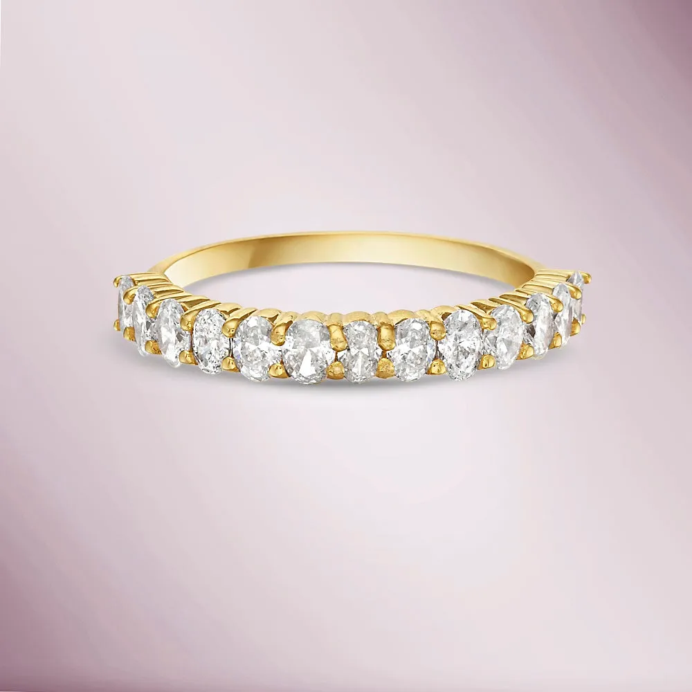 HalfWay Oval Diamond Band Ring (0.85 ct.) in 14K Gold