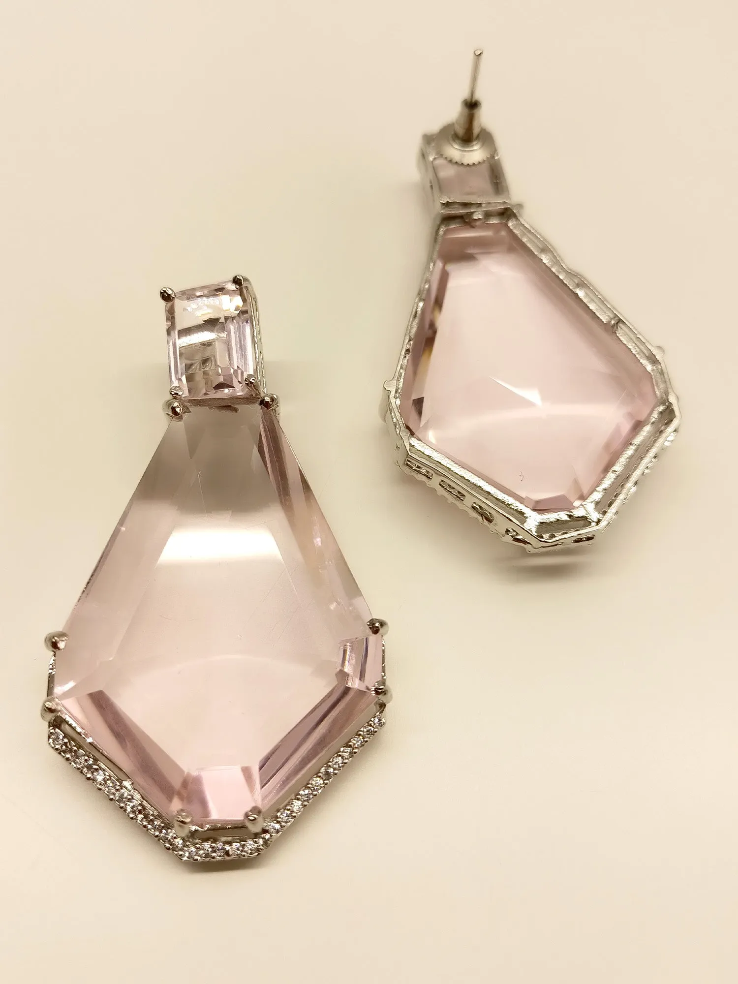 Hannah Pink American Diamond Earrings