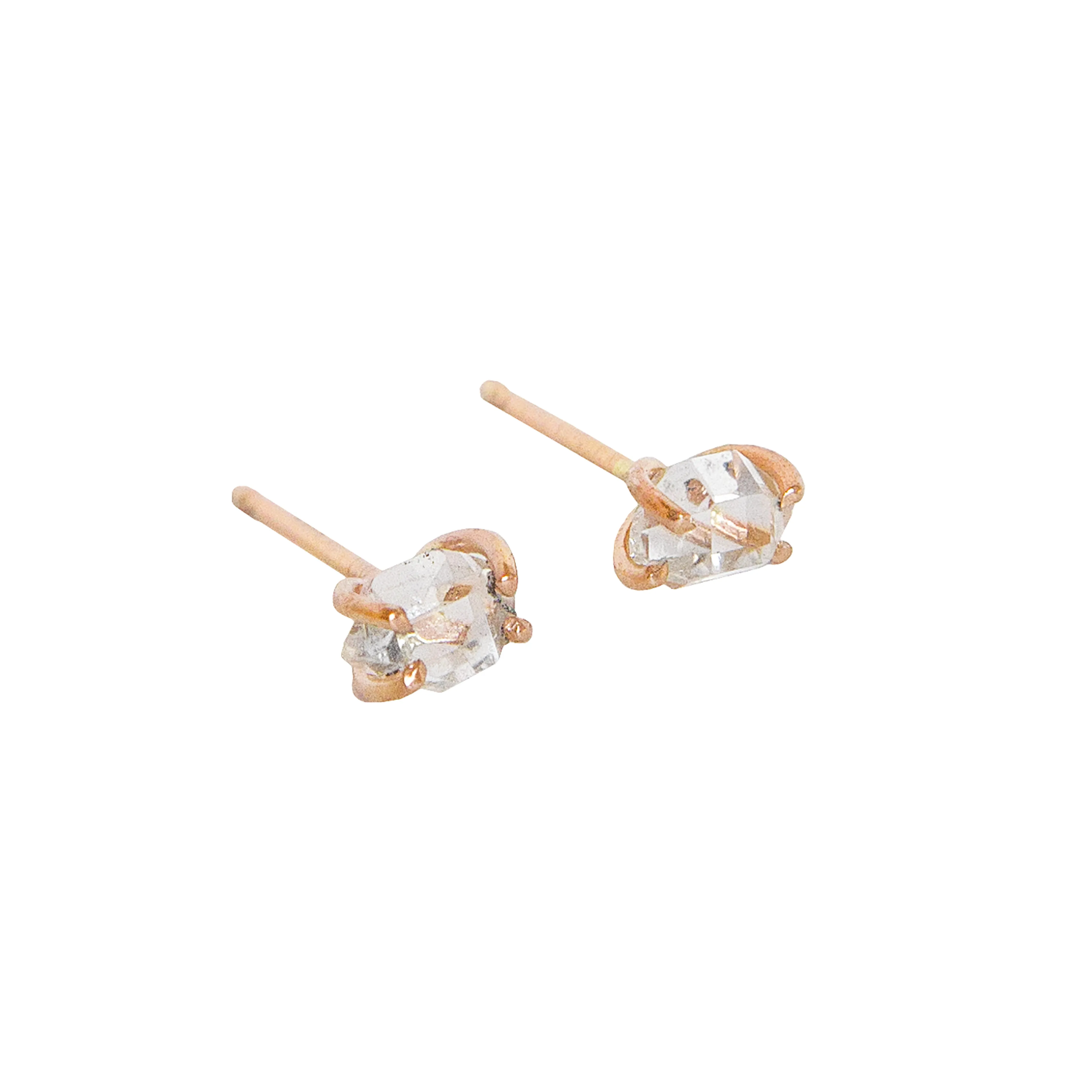 Herkimer Diamond Stud Earrings in 14k Gold