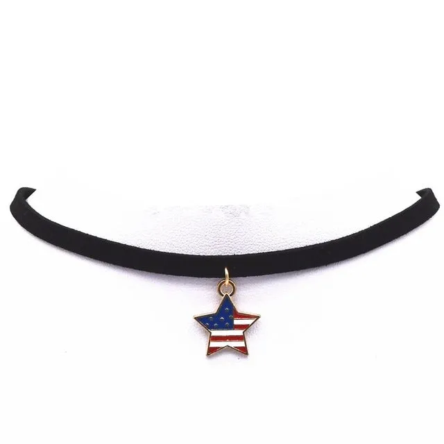 Hot new torques Bijoux Plain Black Velvet Leather crystal pendant Maxi statement Chokers Necklace for women 2016 jewelry