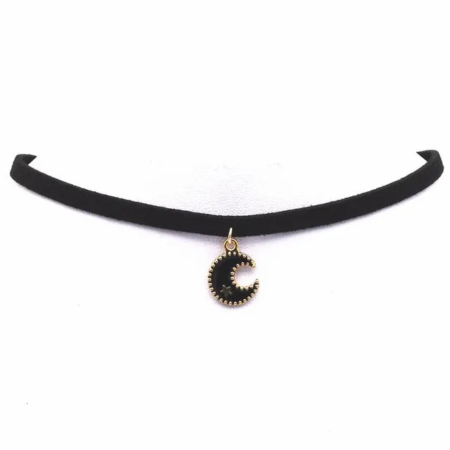 Hot new torques Bijoux Plain Black Velvet Leather crystal pendant Maxi statement Chokers Necklace for women 2016 jewelry