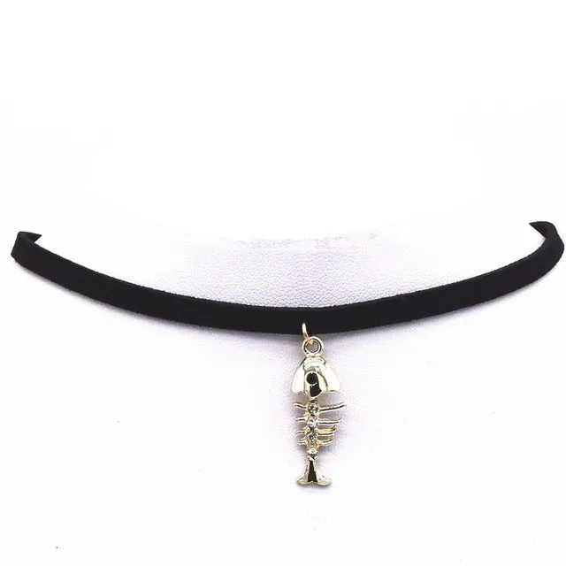 Hot new torques Bijoux Plain Black Velvet Leather crystal pendant Maxi statement Chokers Necklace for women 2016 jewelry